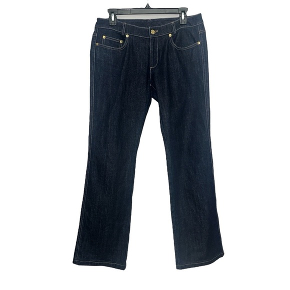 St. John Jeans Size 6 Jeweled Pocket Boot Cut Low Rise Dark Wash Denim - Picture 1 of 5